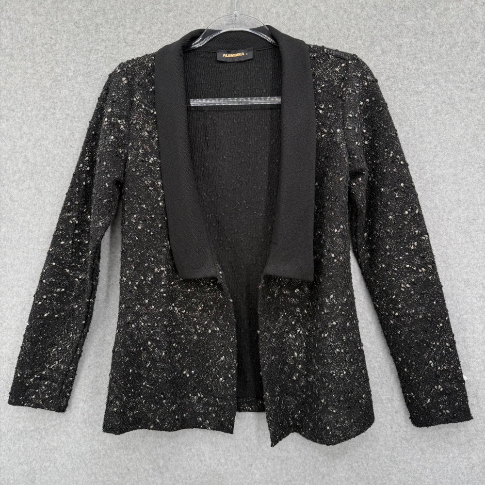 Alembika Cardigan Jacket Women US Size‎ 4-6 Black Metallic Textured Artsy Street